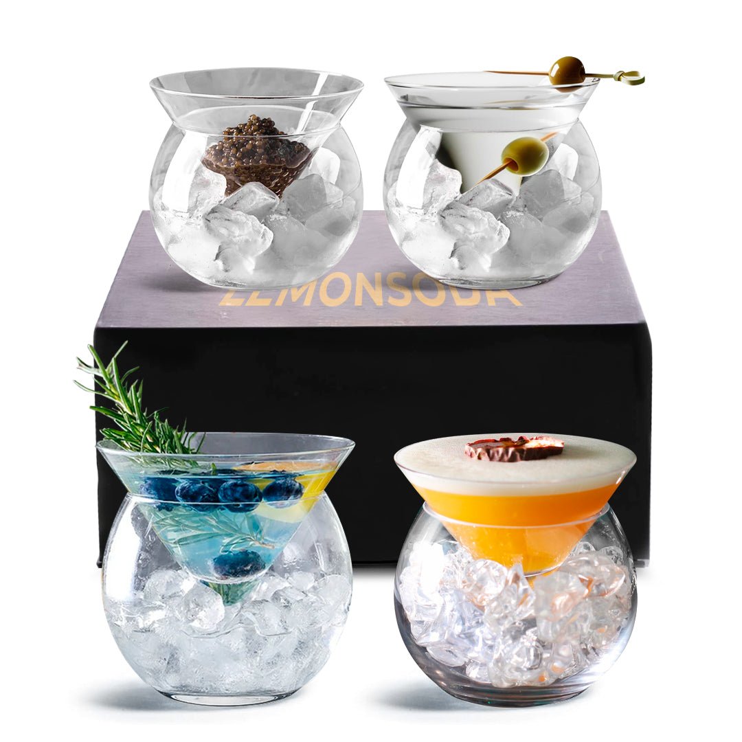 Stemless Martini Glasses With Chiller 5.5oz - (Set of 2 or 4) - POPvault