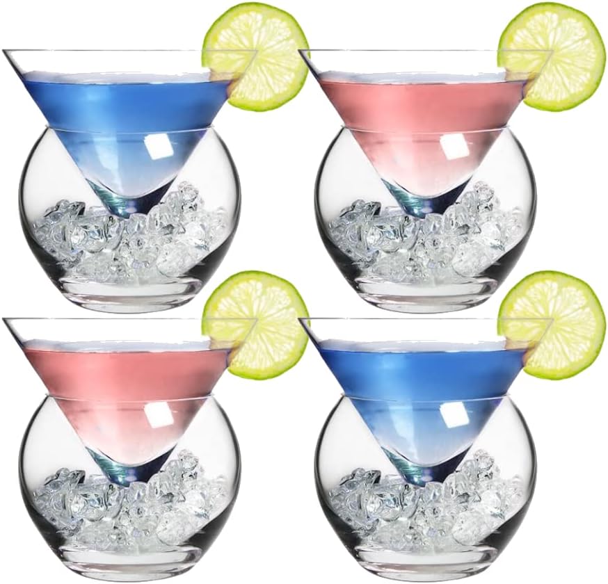 Stemless Martini Glasses With Chiller 5.5oz - (Set of 2 or 4) - POPvault