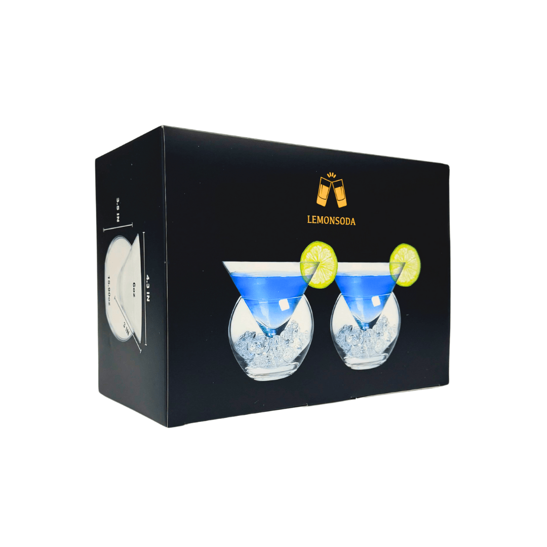 Stemless Martini Glasses With Chiller 5.5oz - (Set of 2 or 4) - POPvault
