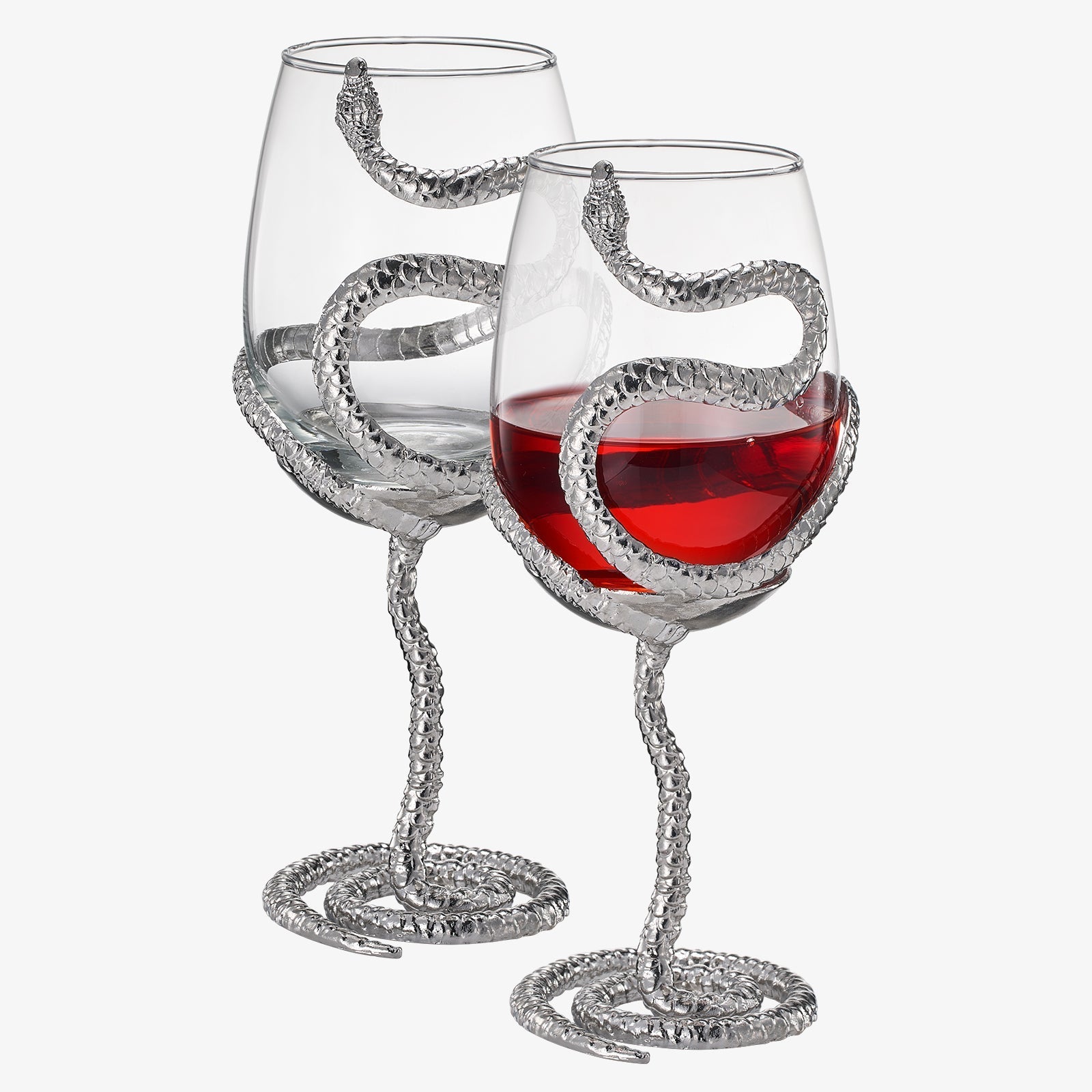 Stemmed Silver Snake 19 Oz. Wine Glass (Set Of 2) - POPvault