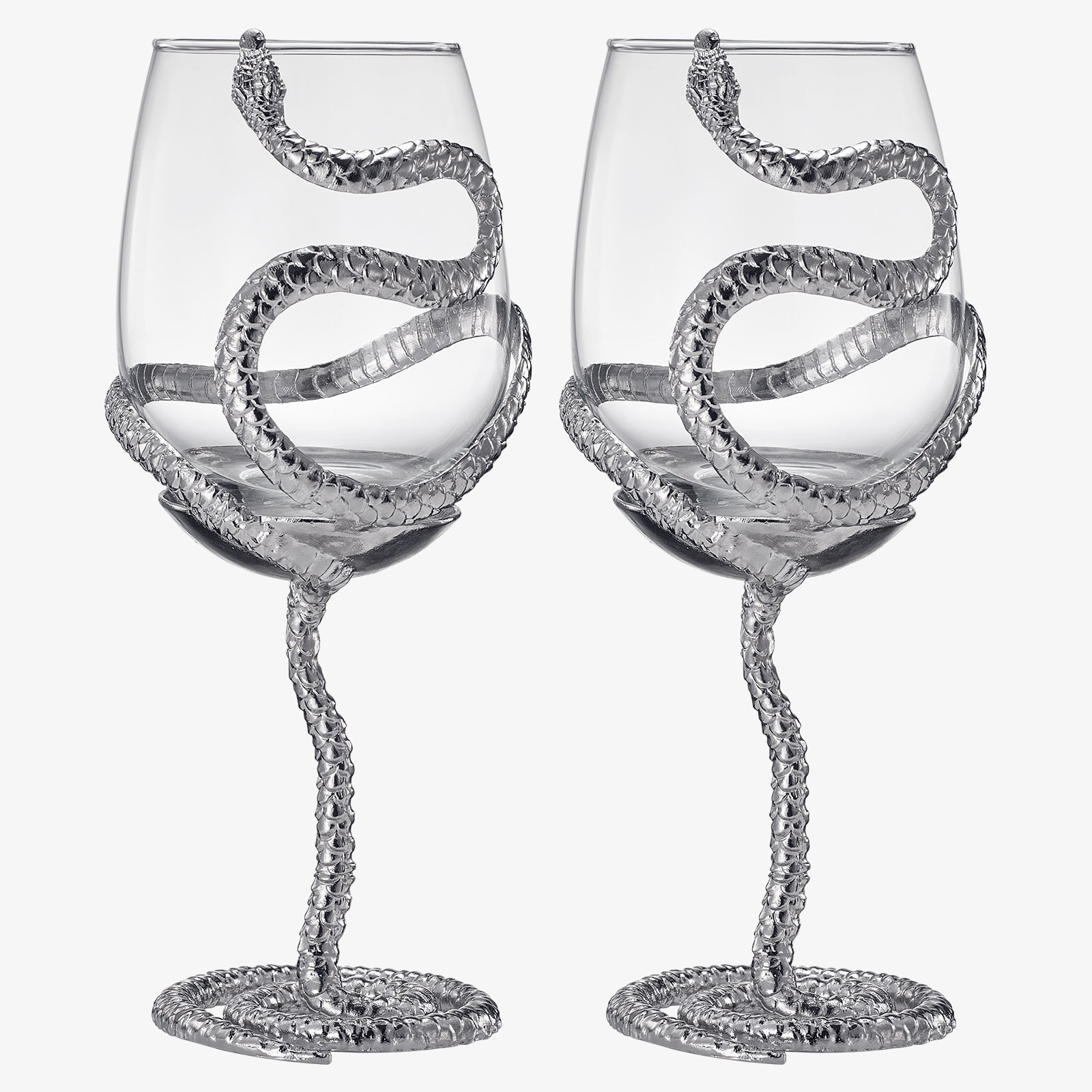 Stemmed Silver Snake 19 Oz. Wine Glass (Set Of 2) - POPvault