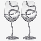 Stemmed Silver Snake 19 Oz. Wine Glass (Set Of 2) - POPvault