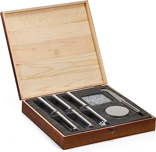 Tequila Shot Glass Gift Box Includes 6 Agave Shot Glasses, Knife, Skull Coaster, and Salt Tin - POPvault