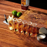 Tequila Shot Glass Gift Box Includes 6 Agave Shot Glasses, Knife, Skull Coaster, and Salt Tin - POPvault