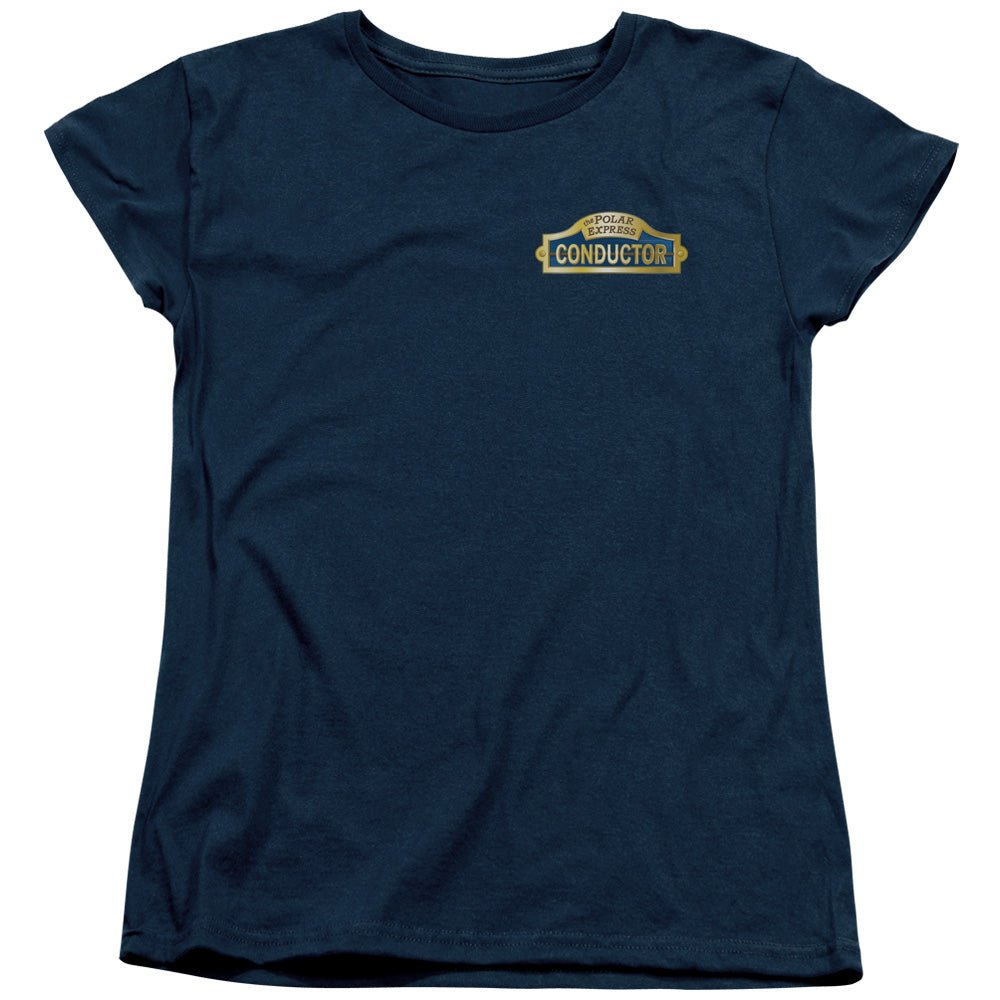 The Polar Express Conductor Womens T Shirt Navy Blue Officially Licensed - POPvault