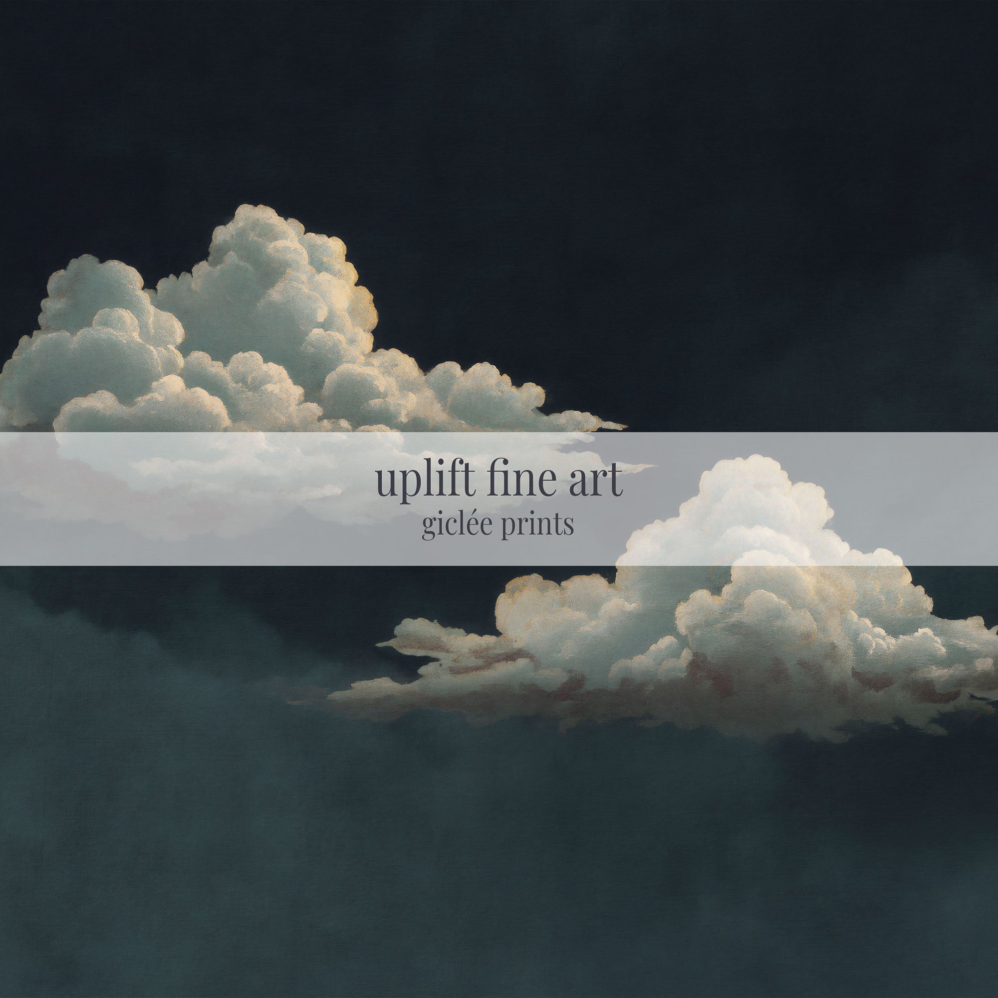 Two Clouds Moody Navy Canvas Art - POPvault