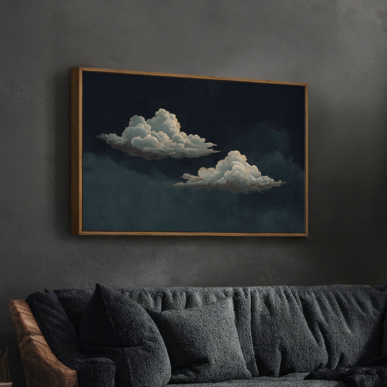 Two Clouds Moody Navy Canvas Art - POPvault