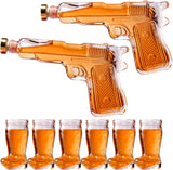 Two Pistols Decanter Holster Set With 6 Shot Glasses, Pourers, & Stoppers - POPvault