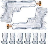 Two Pistols Decanter Holster Set With 6 Shot Glasses, Pourers, & Stoppers - POPvault