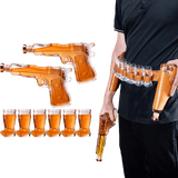 Two Pistols Decanter Holster Set With 6 Shot Glasses, Pourers, & Stoppers - POPvault