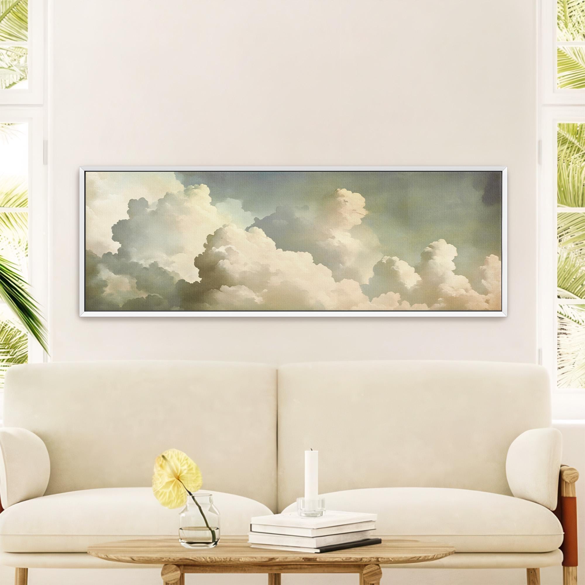 Vintage Cloud Lime Cream Canvas Art Print - POPvault