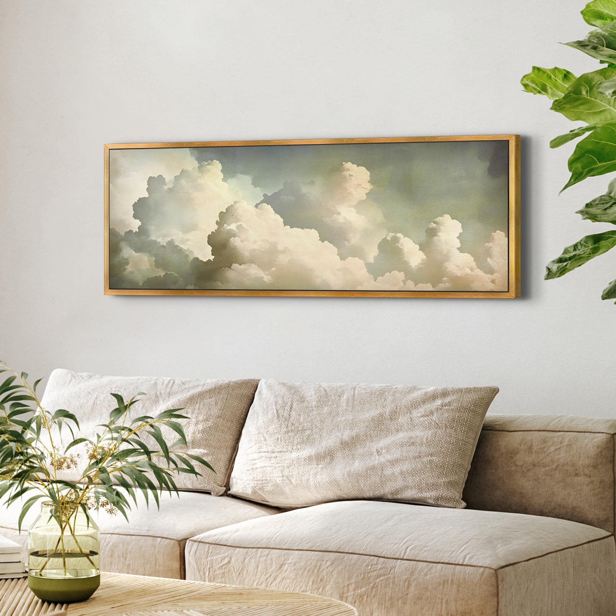 Vintage Cloud Lime Cream Canvas Art Print - POPvault