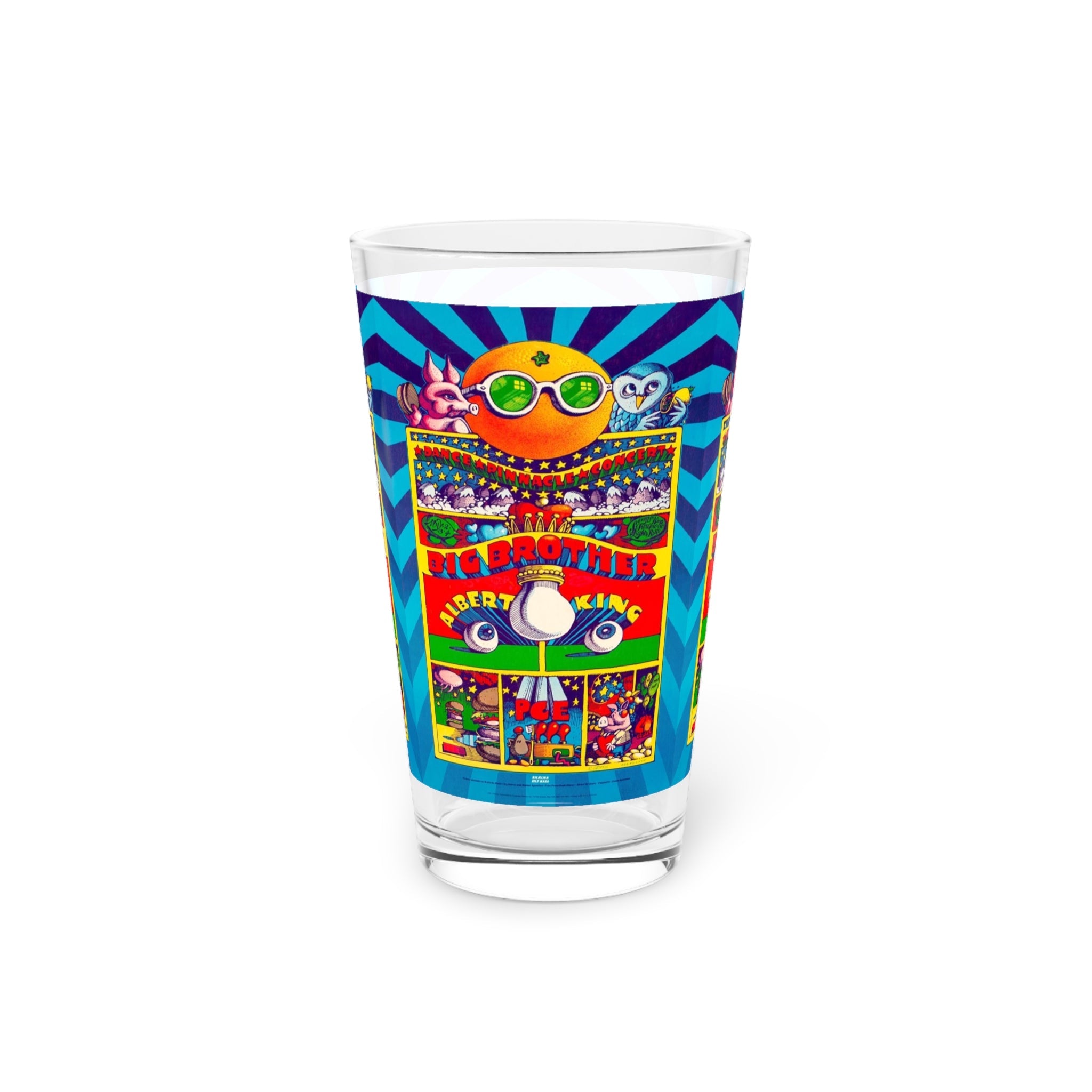 Vintage Concert Poster 16 Oz. Pint Glass — Featuring Big Brother & The Holding Company, Albert King Dance Pinnacle Concert - POPvault