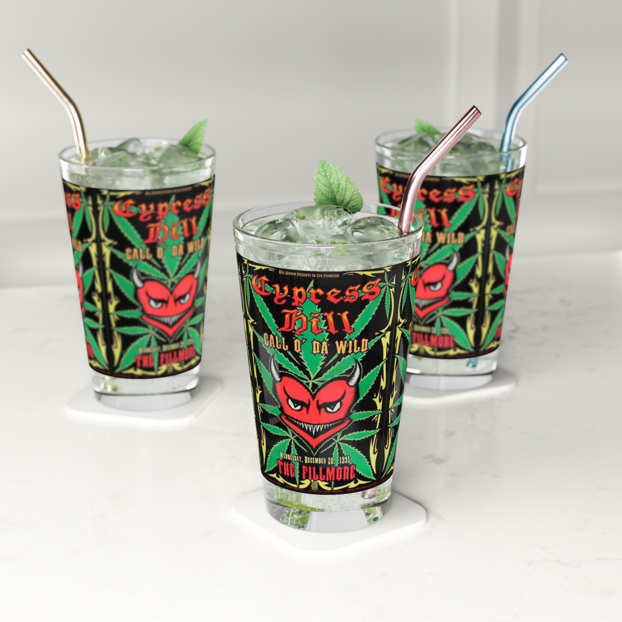 Vintage Concert Poster 16 Oz. Pint Glass — Featuring Cypress Hill At The Fillmore 1995 - POPvault