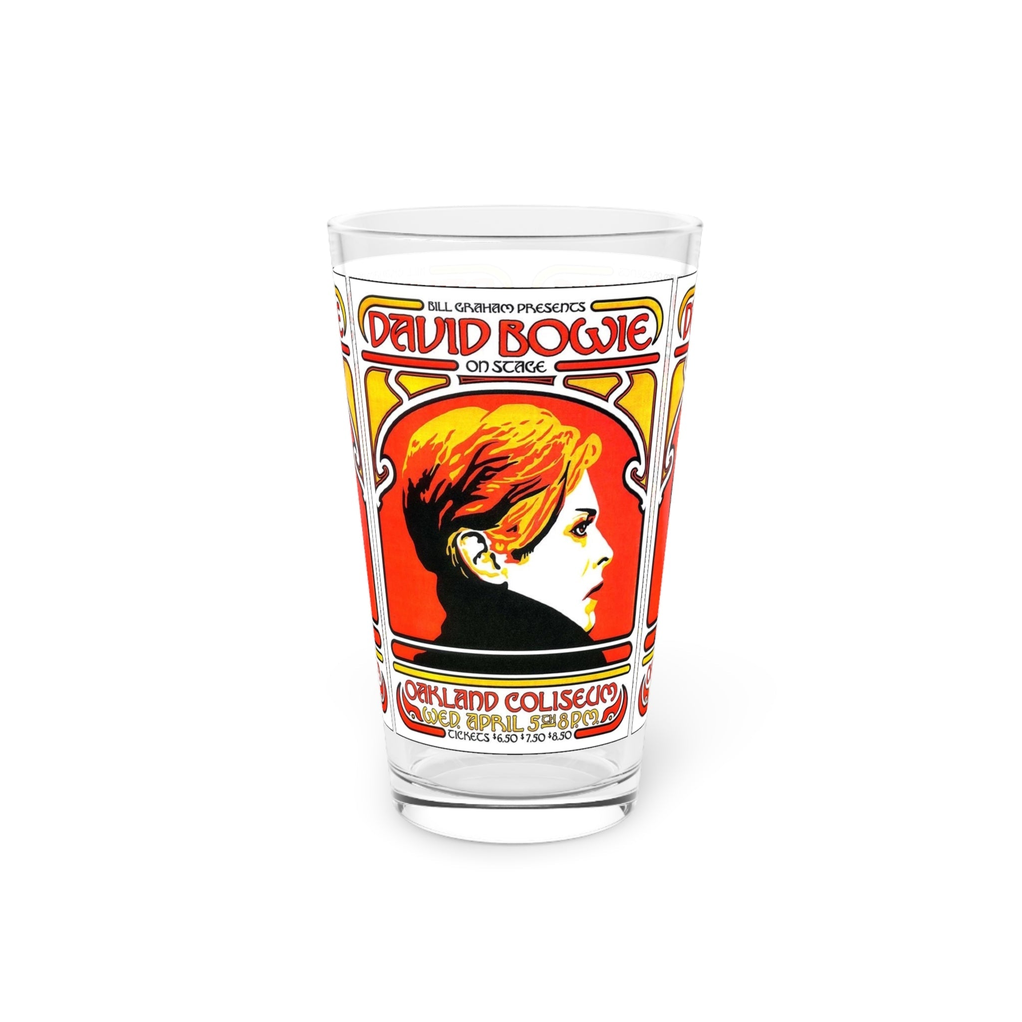Vintage Concert Poster 16 Oz. Pint Glass — Featuring David Bowie At The Oakland Coliseum - POPvault