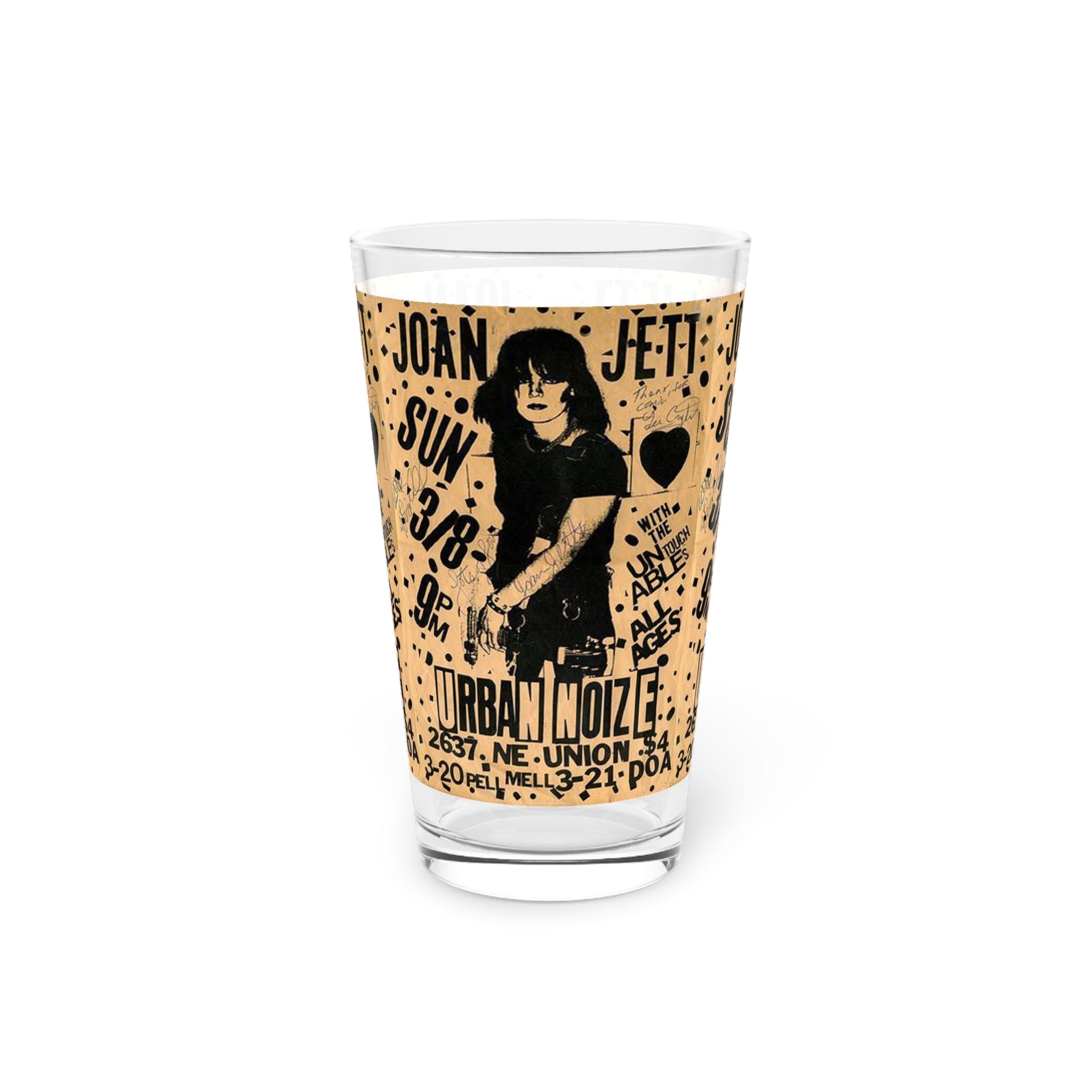 Vintage Concert Poster 16 Oz. Pint Glass — Featuring Joan Jett At The Portland Urban Noise - POPvault