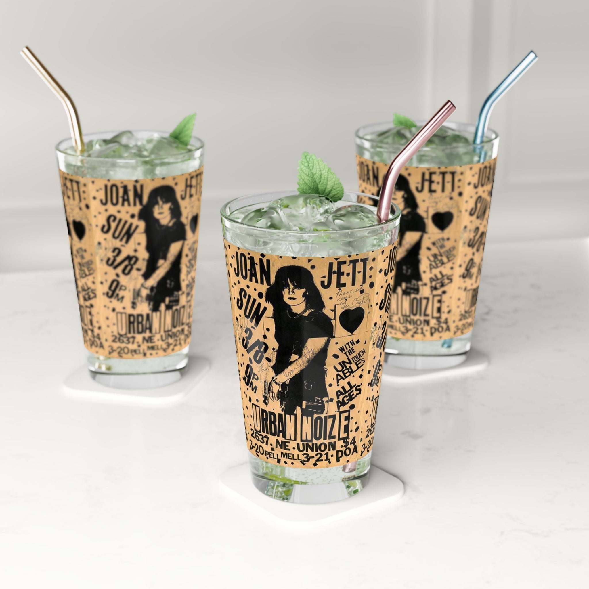 Vintage Concert Poster 16 Oz. Pint Glass — Featuring Joan Jett At The Portland Urban Noise - POPvault