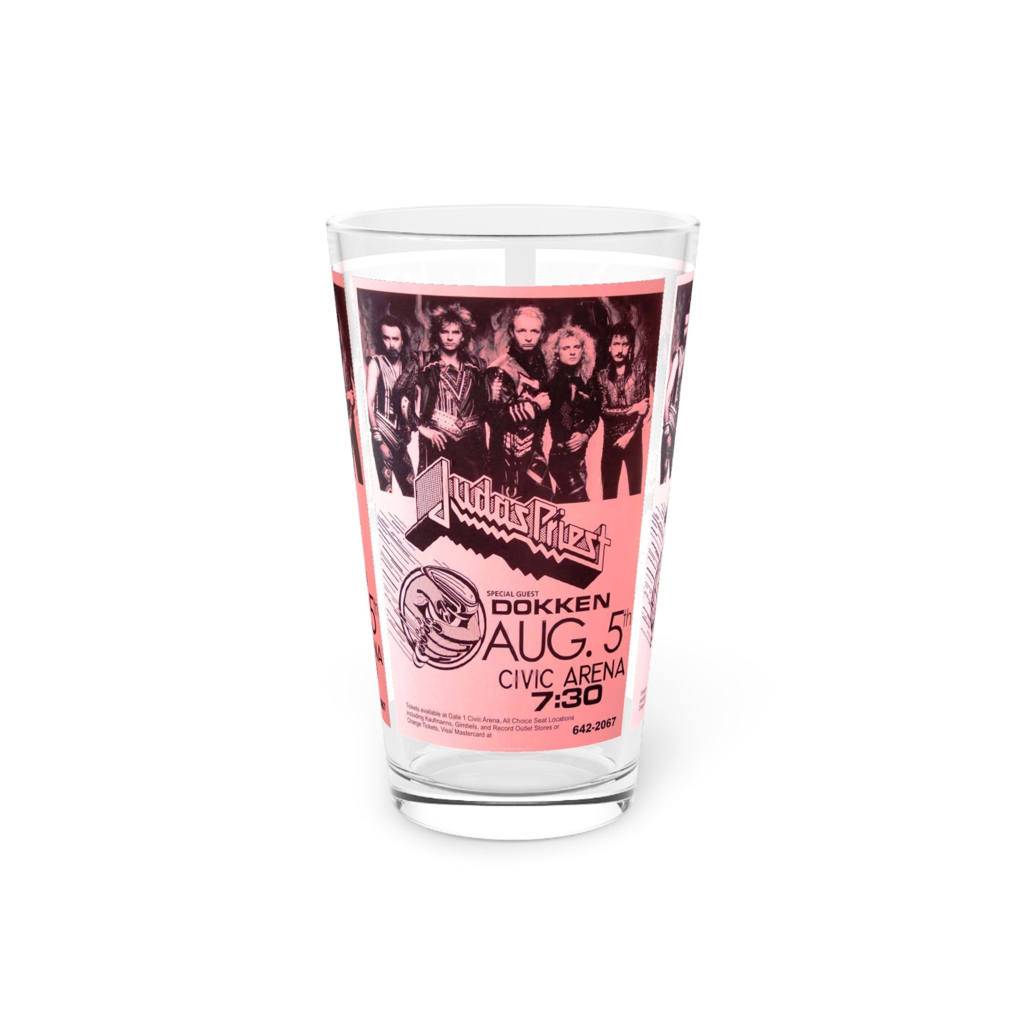 Vintage Concert Poster 16 Oz. Pint Glass — Featuring Judas Priest, Dokken At The Pittsburgh Civic Arena - POPvault