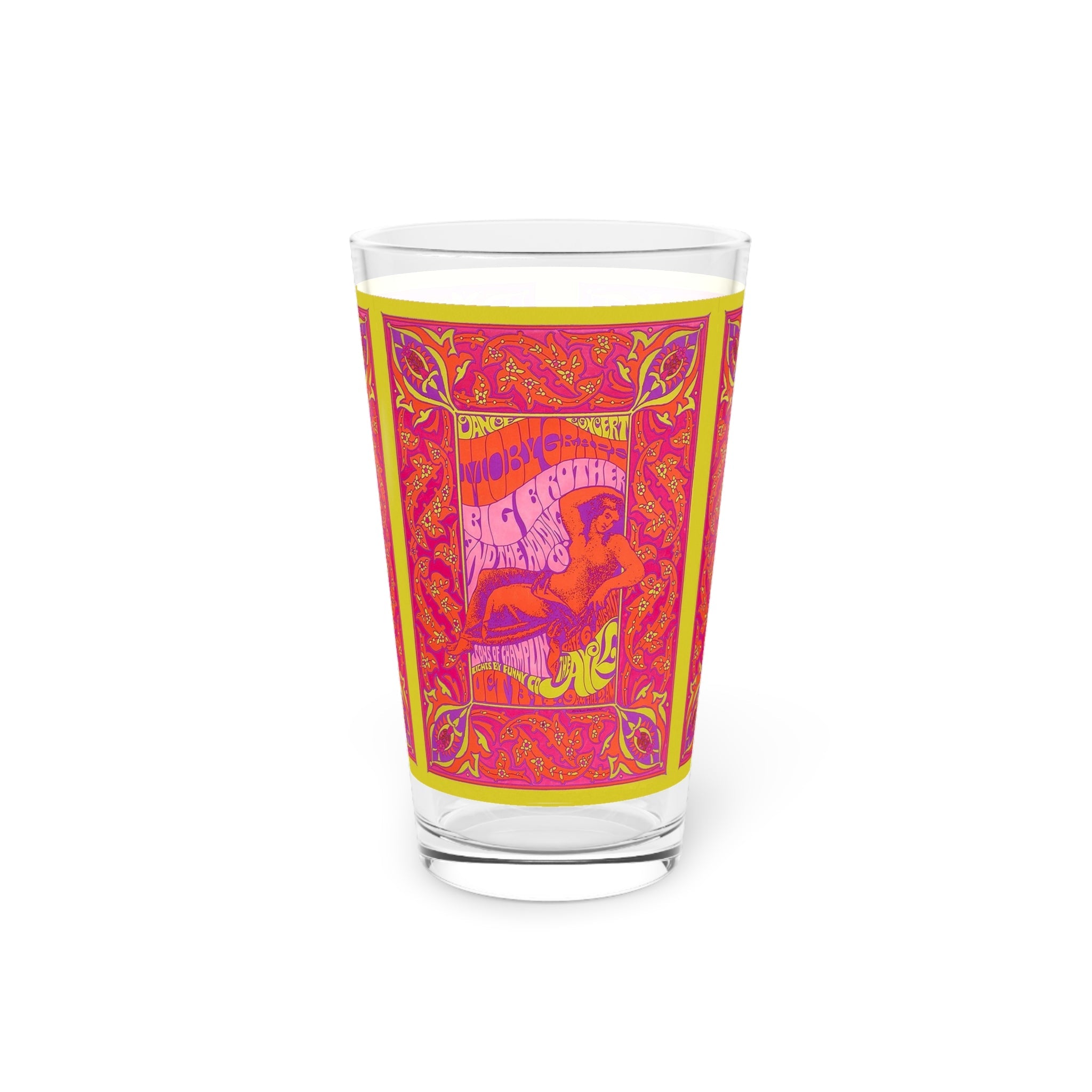 Vintage Concert Poster 16 Oz. Pint Glass — Featuring Moby Grape, Big Brother & The Holding Company At The Sausalito Gate 6 - POPvault