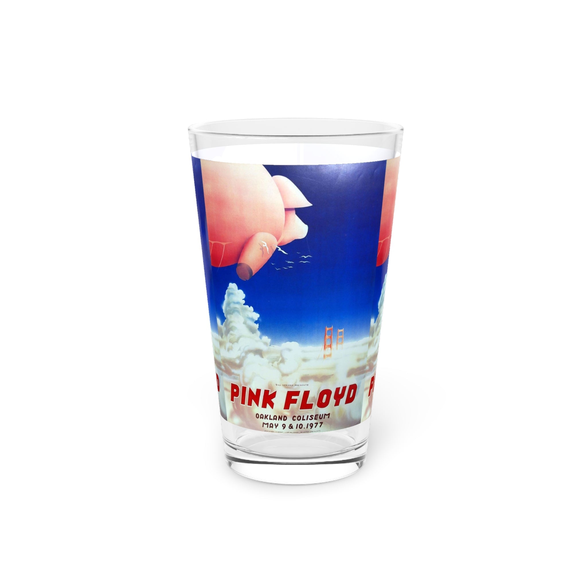 Vintage Concert Poster 16 Oz. Pint Glass — Featuring Pink Floyd At The Oakland Coliseum 1977 - POPvault