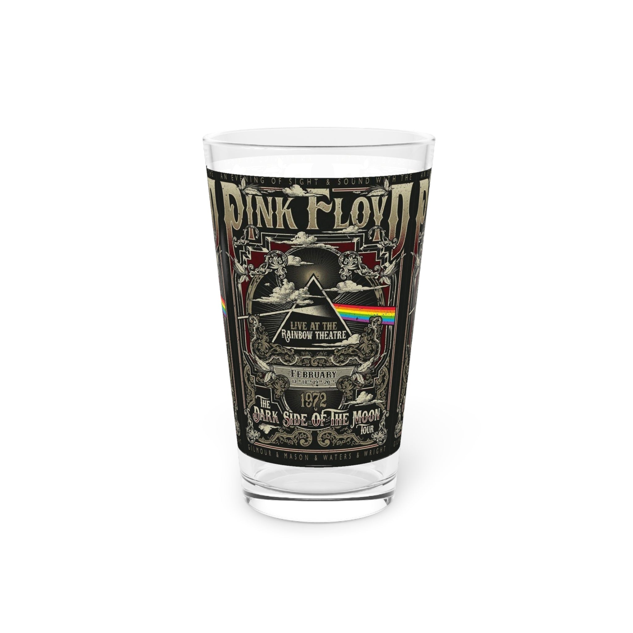Vintage Concert Poster 16 Oz. Pint Glass — Featuring Pink Floyd At The Rainbow Theatre 1972 - POPvault