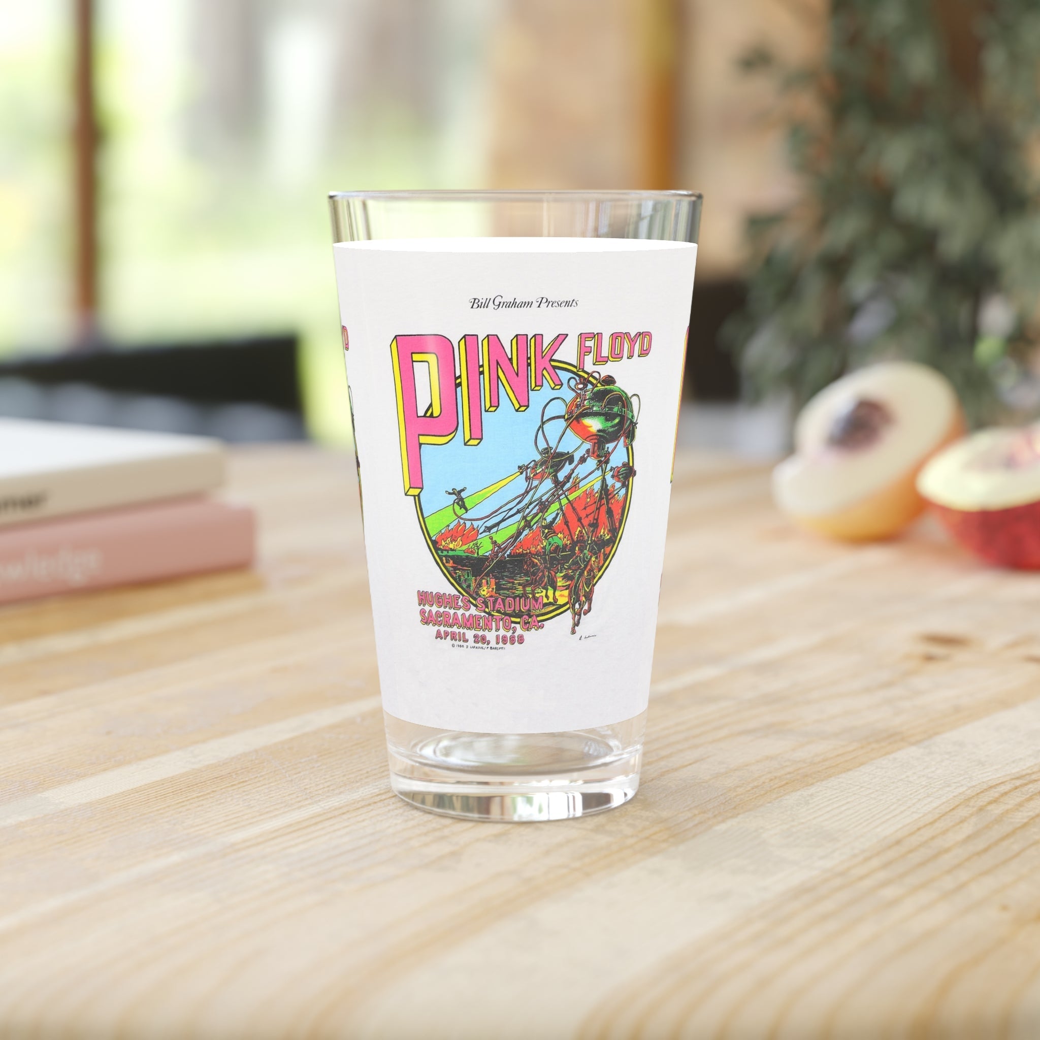 Vintage Concert Poster 16 Oz. Pint Glass — Featuring Pink Floyd At The Sacramento Hughes Stadium 1988 - POPvault