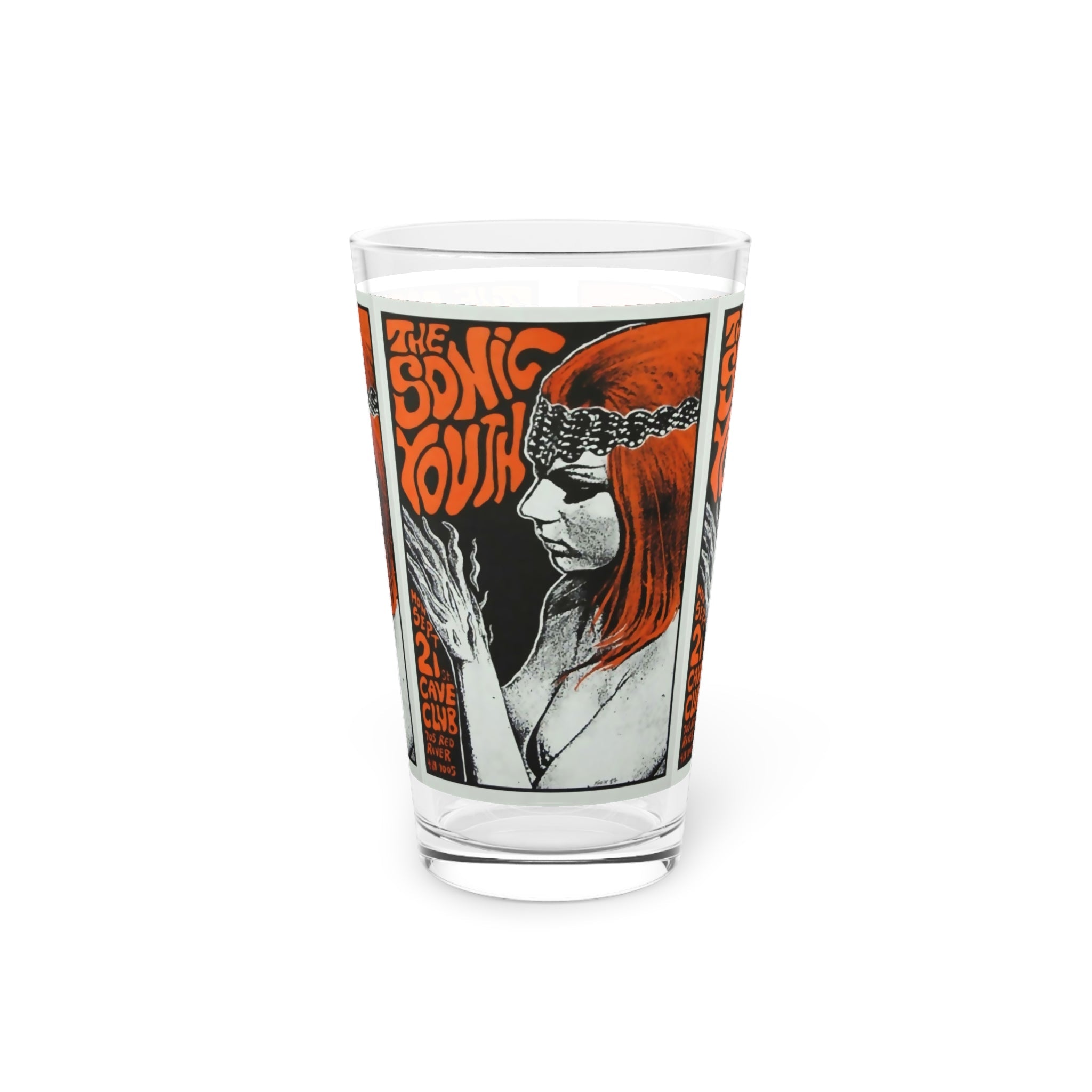 Vintage Concert Poster 16 Oz. Pint Glass — Featuring Sonic Youth At The Austin Cave Club - POPvault