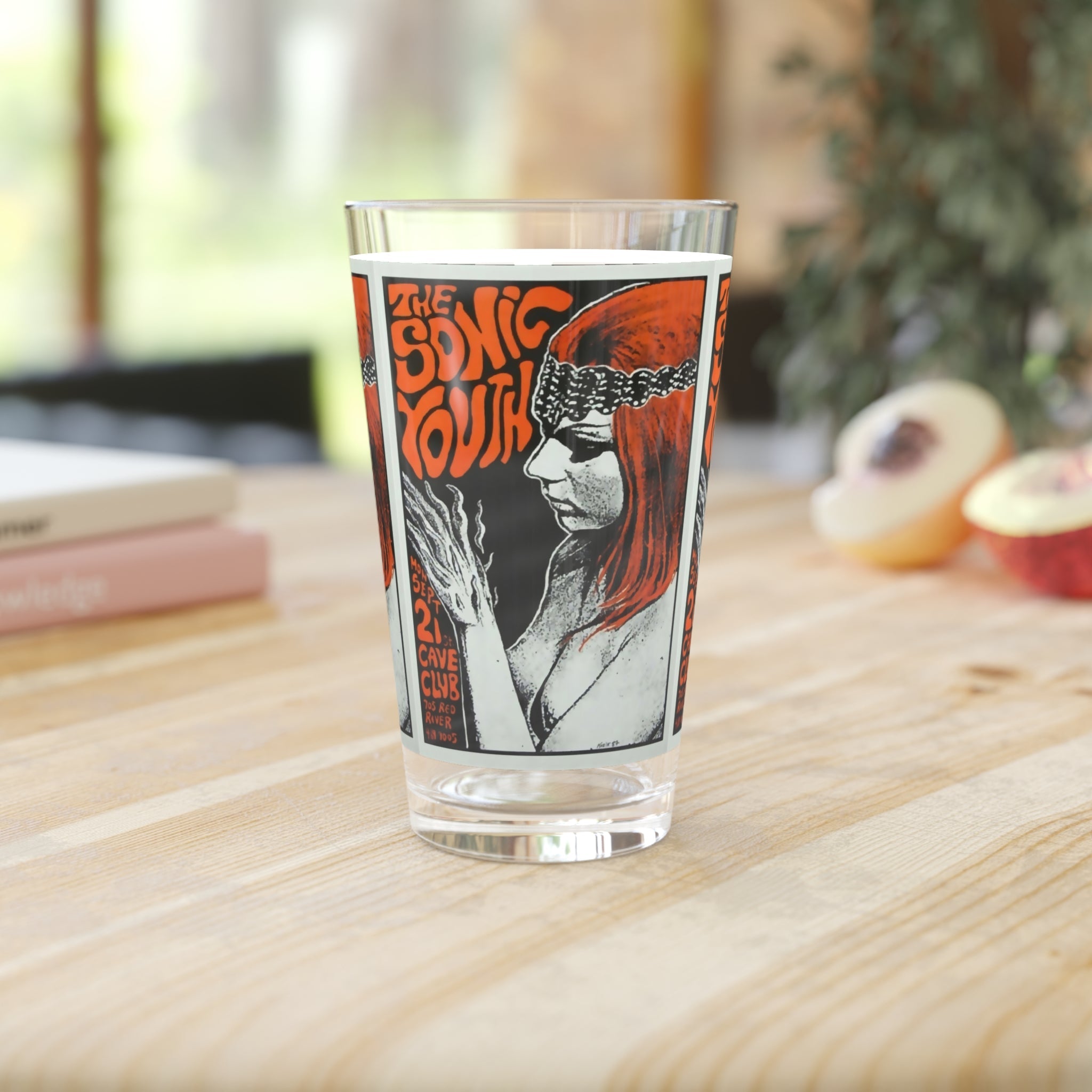 Vintage Concert Poster 16 Oz. Pint Glass — Featuring Sonic Youth At The Austin Cave Club - POPvault