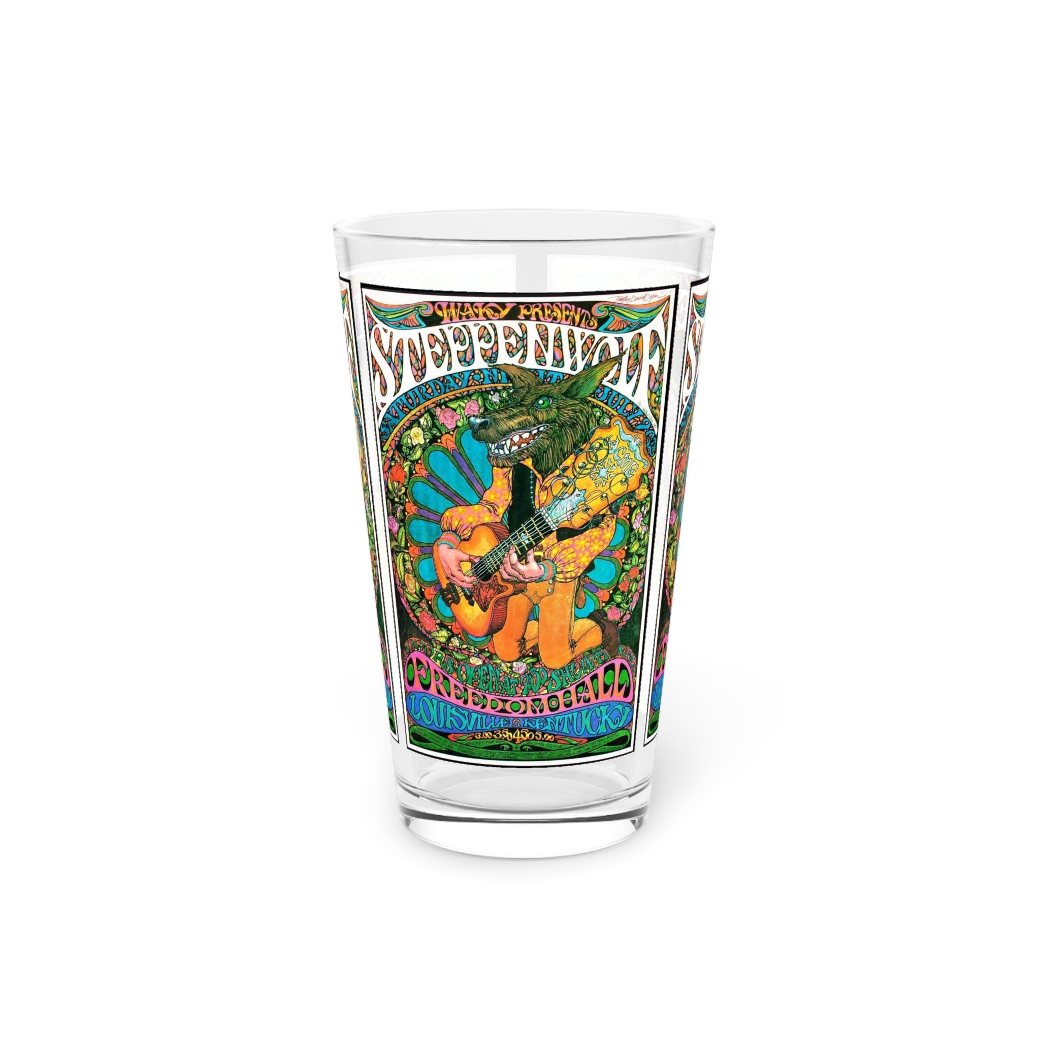 Vintage Concert Poster 16 Oz. Pint Glass — Featuring Steppenwolf At Louisville Freedom Hall - POPvault