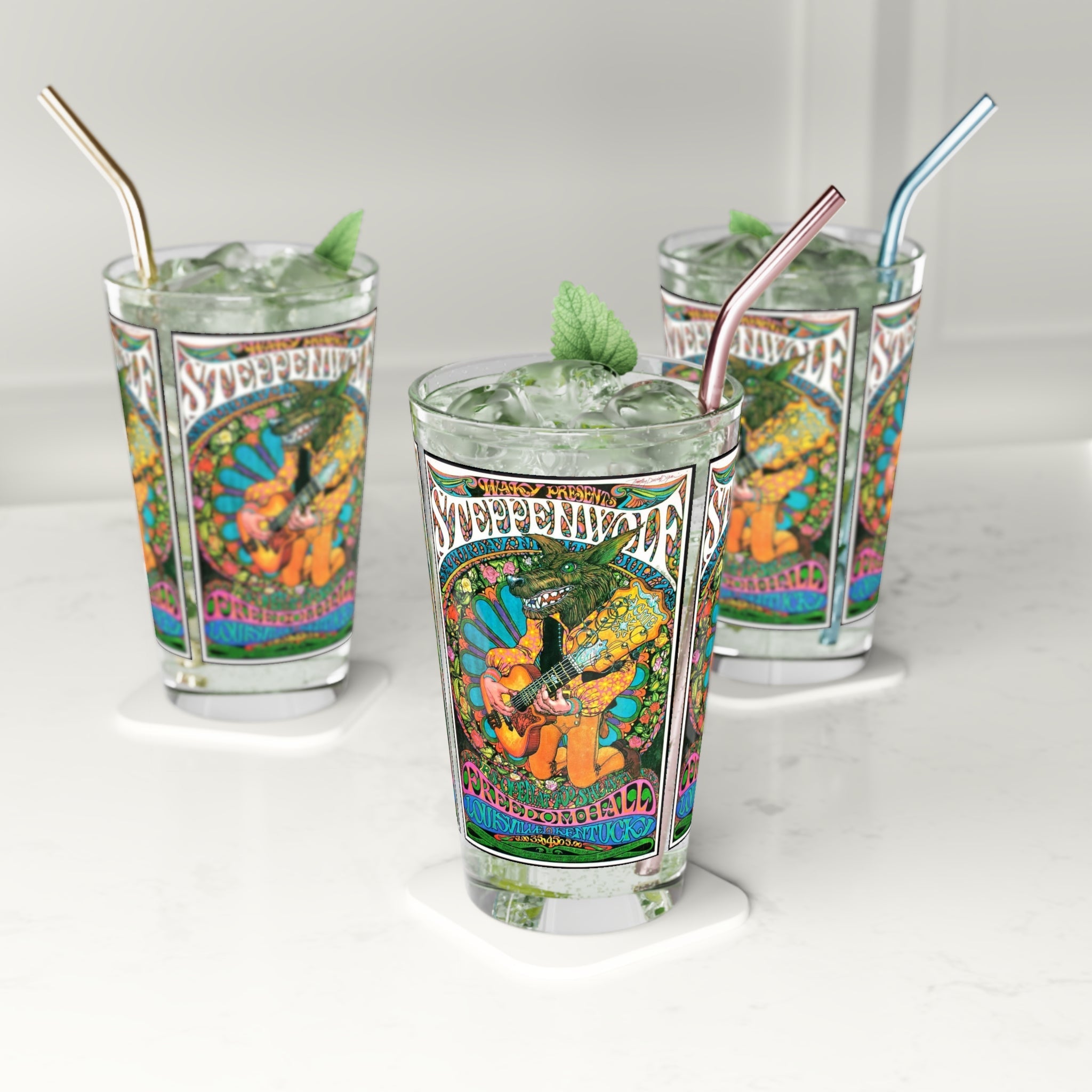 Vintage Concert Poster 16 Oz. Pint Glass — Featuring Steppenwolf At Louisville Freedom Hall - POPvault