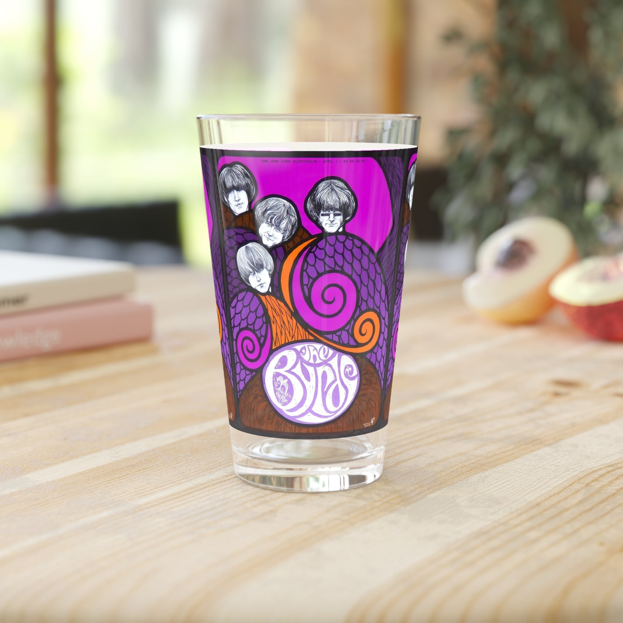 Vintage Concert Poster 16 Oz. Pint Glass — Featuring The Byrds At The San Jose Civic Auditorium - POPvault