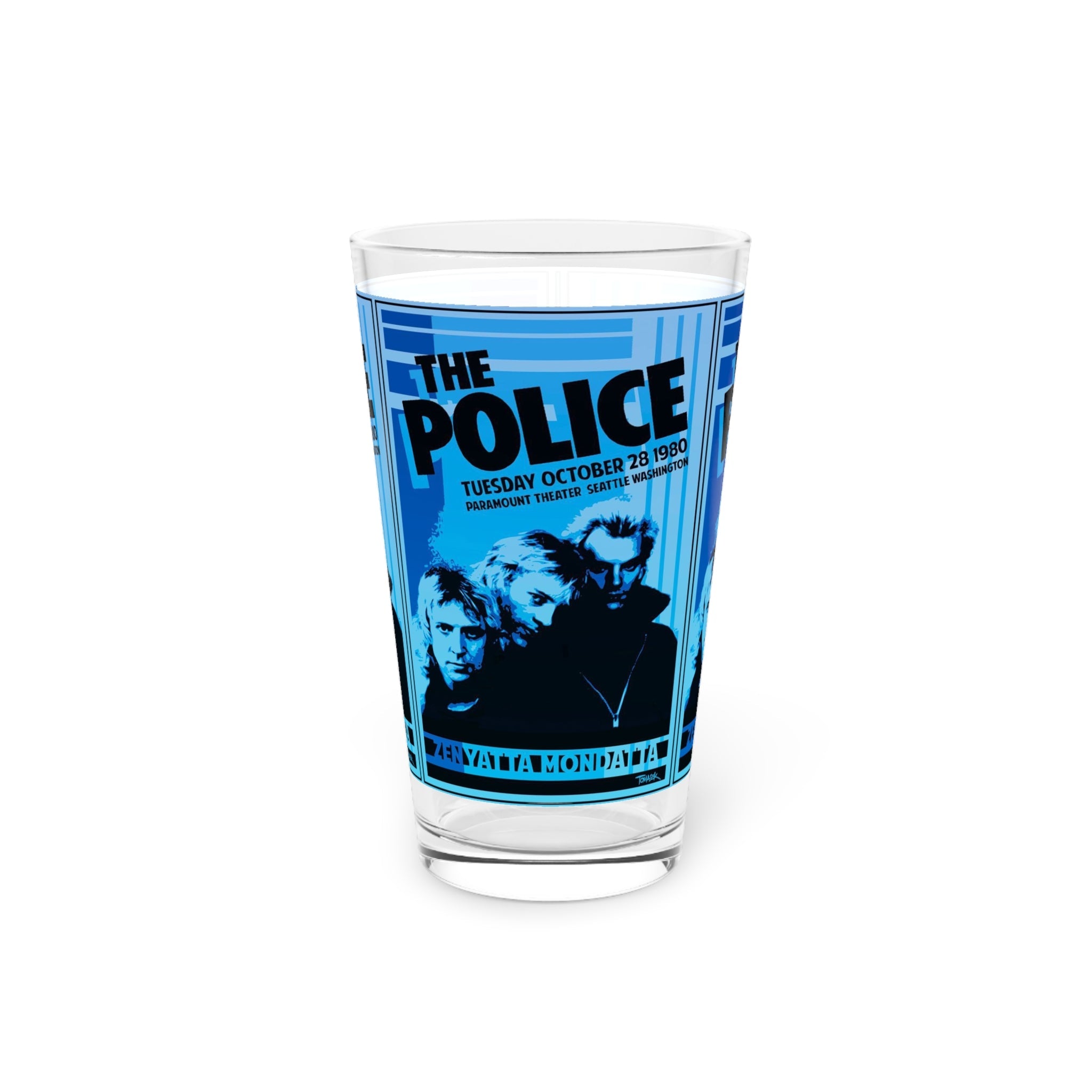 Vintage Concert Poster 16 Oz. Pint Glass — Featuring The Police At The Seattle Paramount Theatre 1980 - POPvault