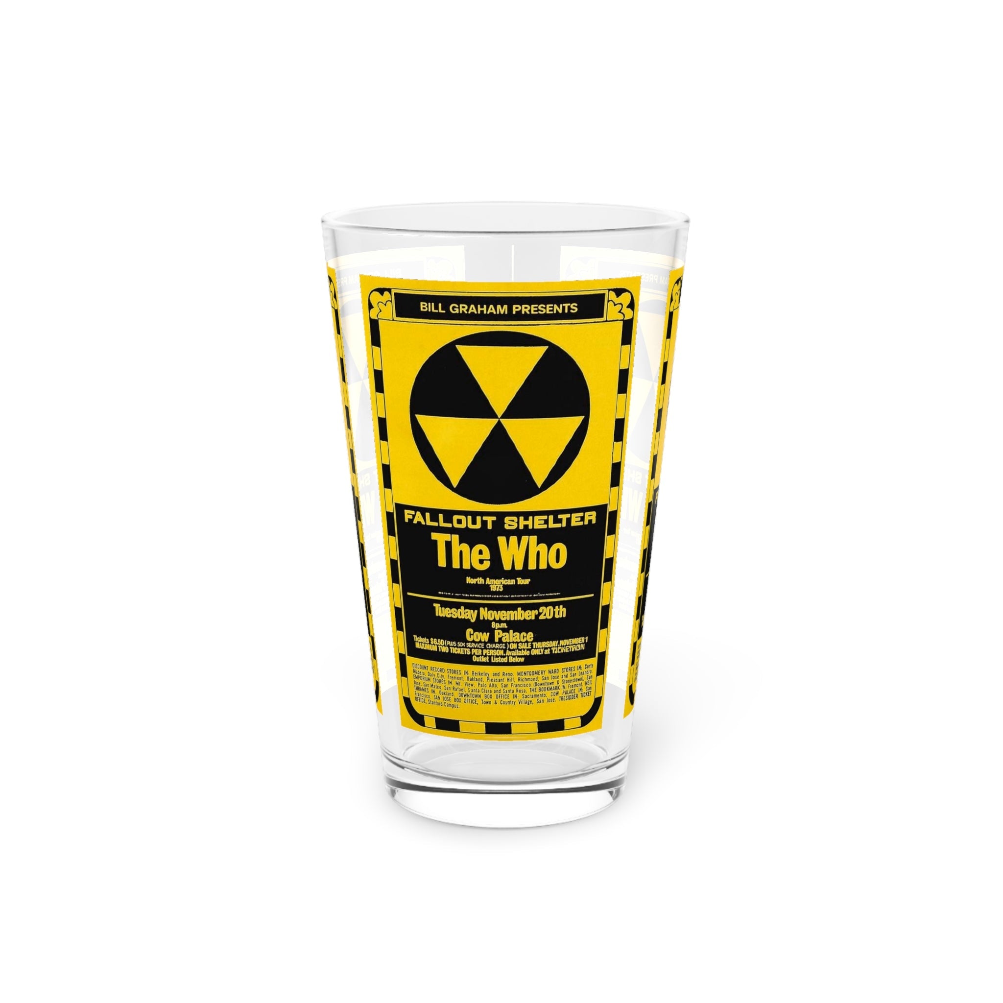 Vintage Concert Poster 16 Oz. Pint Glass — Featuring Who At The San Francisco Cow Palace - POPvault
