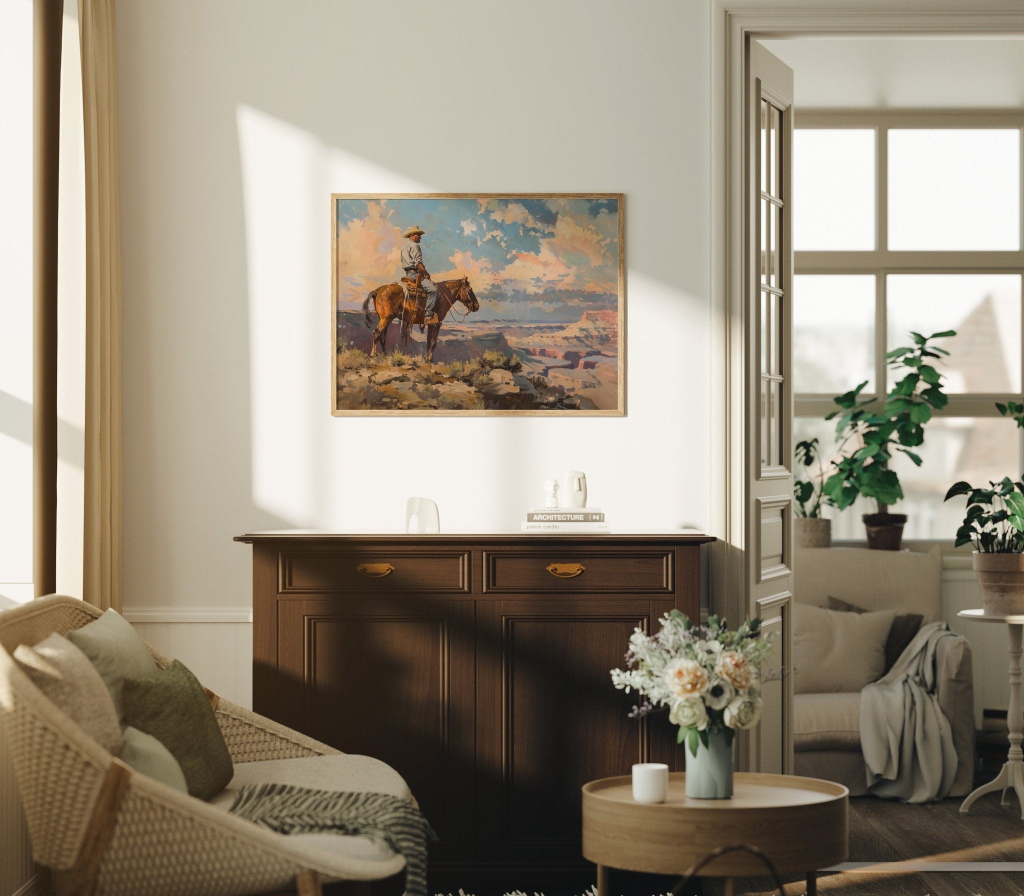Vintage Cowboy On A Horse Canvas Art - POPvault