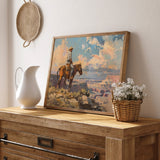 Vintage Cowboy On A Horse Canvas Art - POPvault