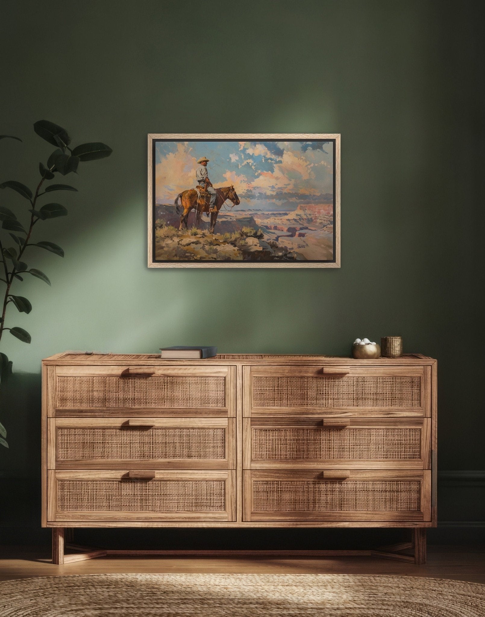 Vintage Cowboy On A Horse Canvas Art - POPvault