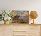 Vintage Cowboy On A Horse Canvas Art - POPvault