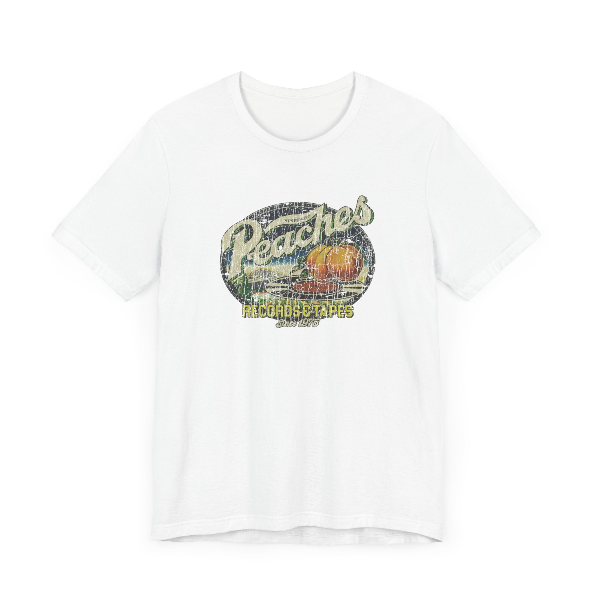 Vintage Peaches Record & Tapes Store Logo Unisex Jersey Short Sleeve T-Shirt - POPvault