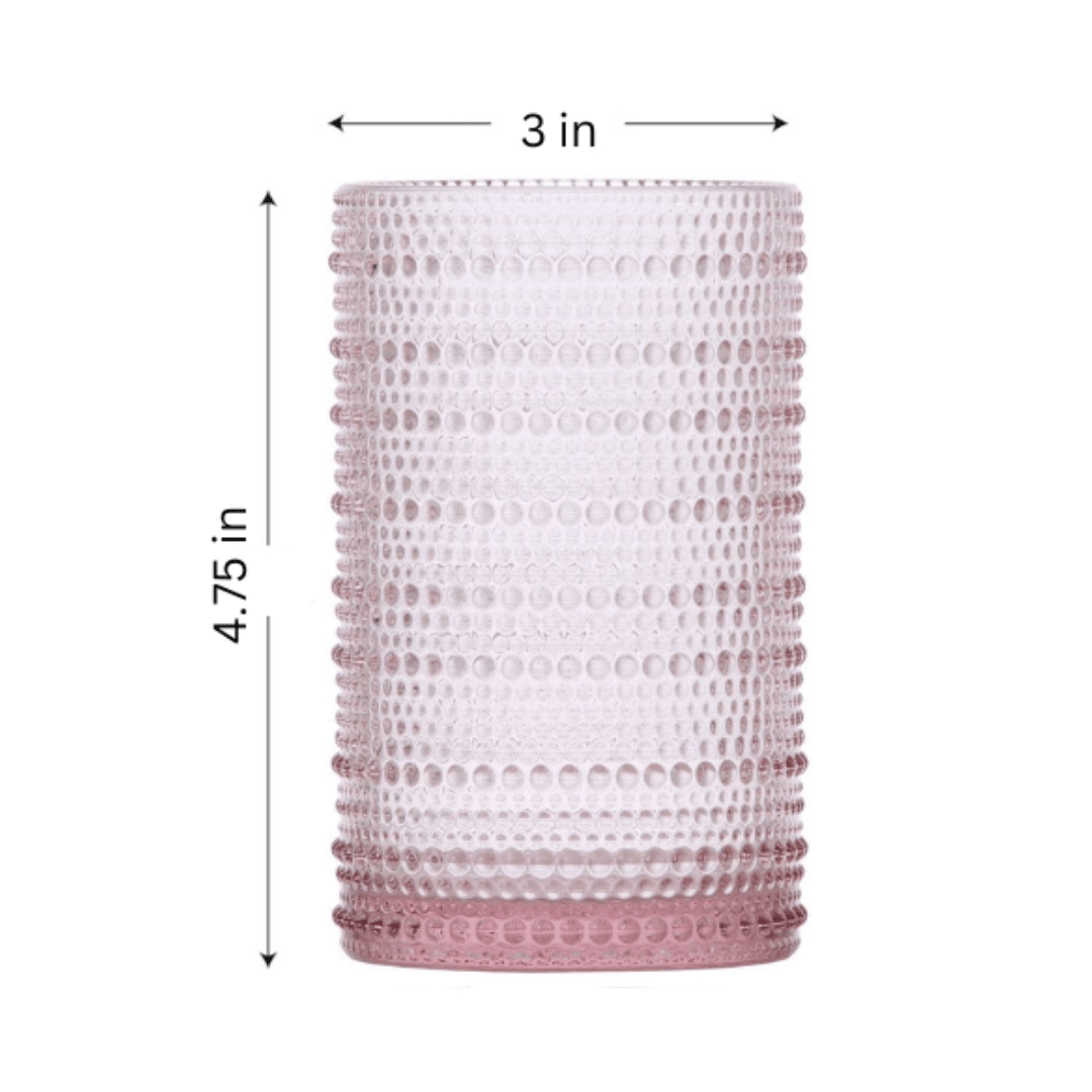Vintage Rose Pink Hobnail Highball Glasses - 15oz - POPvault