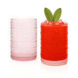 Vintage Rose Pink Hobnail Highball Glasses - 15oz - POPvault