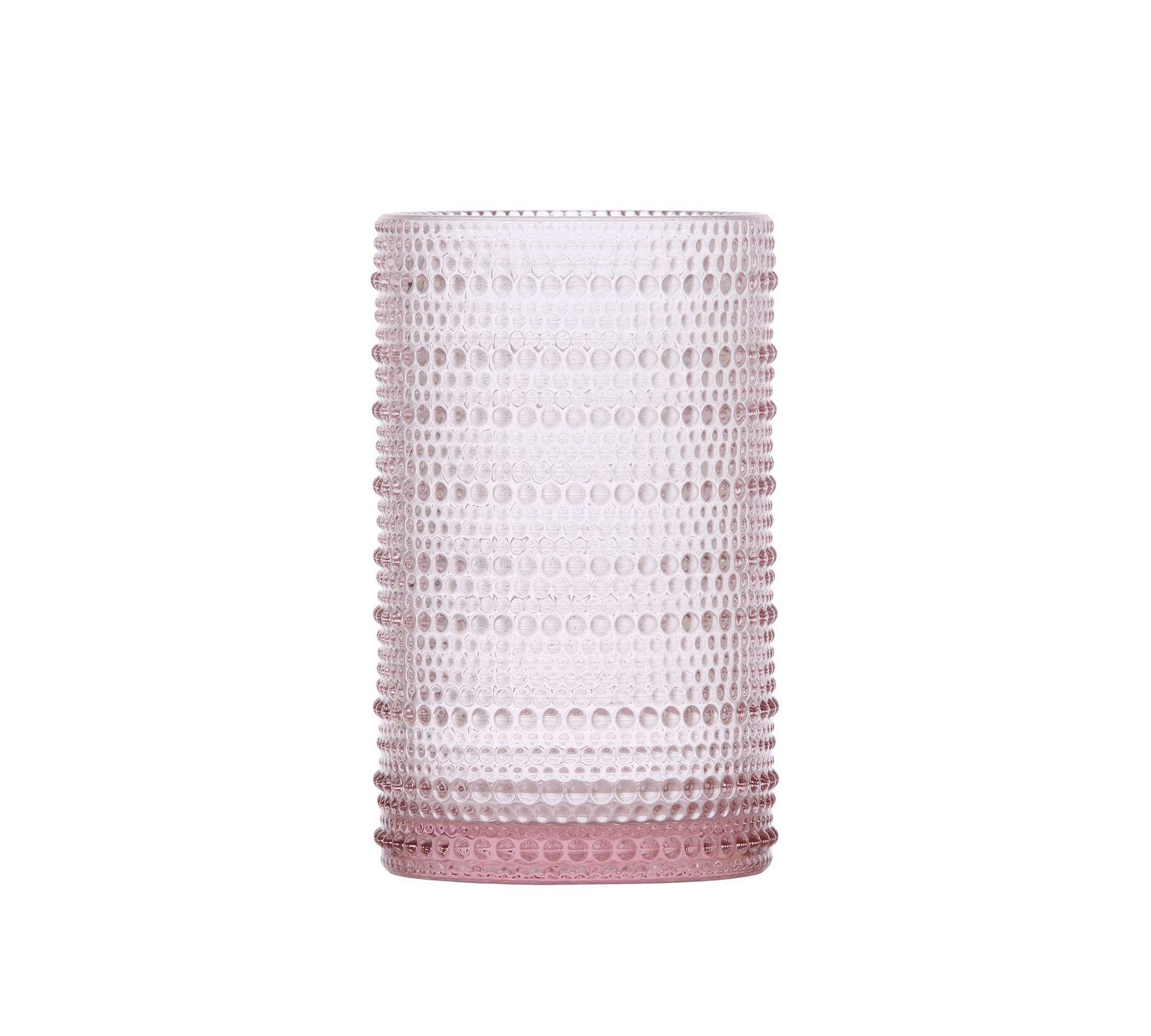 Vintage Rose Pink Hobnail Highball Glasses - 15oz - POPvault