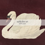 Vintage Swan Maroon Wall Art - POPvault