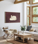 Vintage Swan Maroon Wall Art - POPvault