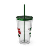 Vintage Turtles Record & Tapes Store Logo Sunsplash Reusable 16 Ounce Tumbler With Straw - POPvault