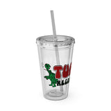 Vintage Turtles Record & Tapes Store Logo Sunsplash Reusable 16 Ounce Tumbler With Straw - POPvault