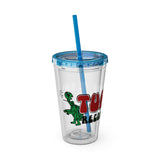 Vintage Turtles Record & Tapes Store Logo Sunsplash Reusable 16 Ounce Tumbler With Straw - POPvault