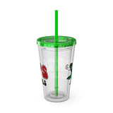Vintage Turtles Record & Tapes Store Logo Sunsplash Reusable 16 Ounce Tumbler With Straw - POPvault