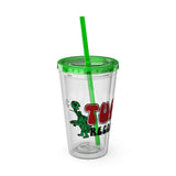 Vintage Turtles Record & Tapes Store Logo Sunsplash Reusable 16 Ounce Tumbler With Straw - POPvault