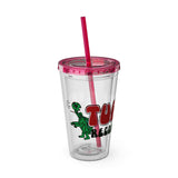 Vintage Turtles Record & Tapes Store Logo Sunsplash Reusable 16 Ounce Tumbler With Straw - POPvault