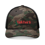 Vintage Turtles Records & Tapes Logo Embroidered Camouflage Trucker Hat - POPvault